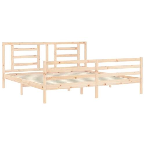 Sengeramme med sengegavl 200x200 cm massivt træ