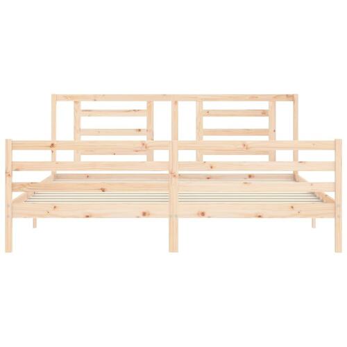 Sengeramme med sengegavl 200x200 cm massivt træ