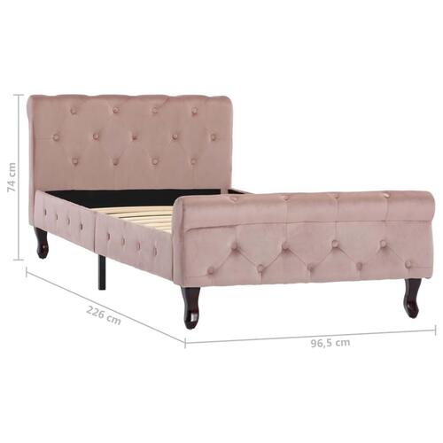 Sengestel 90x200 cm fløjl pink