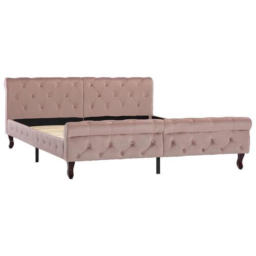 Sengestel 160x200 cm fløjl pink