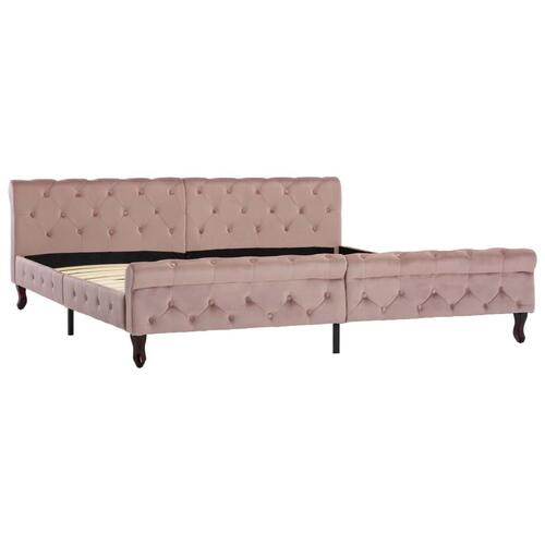 Sengestel 200x200 cm fløjl pink
