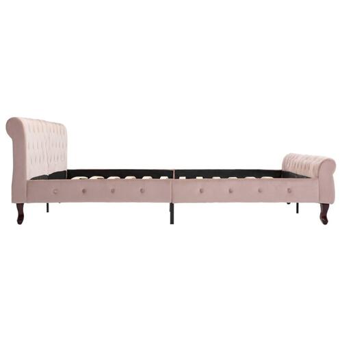 Sengestel 200x200 cm fløjl pink