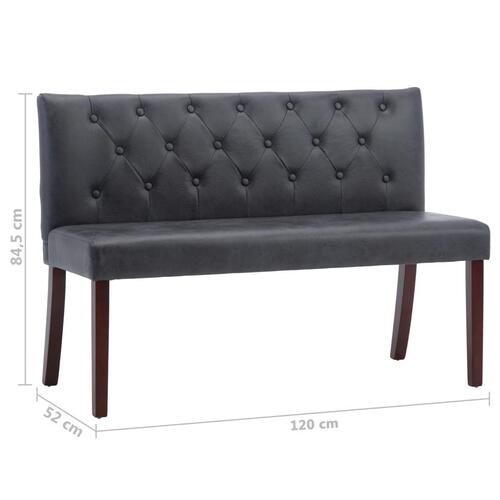Bænk 120 cm imiteret ruskind grå
