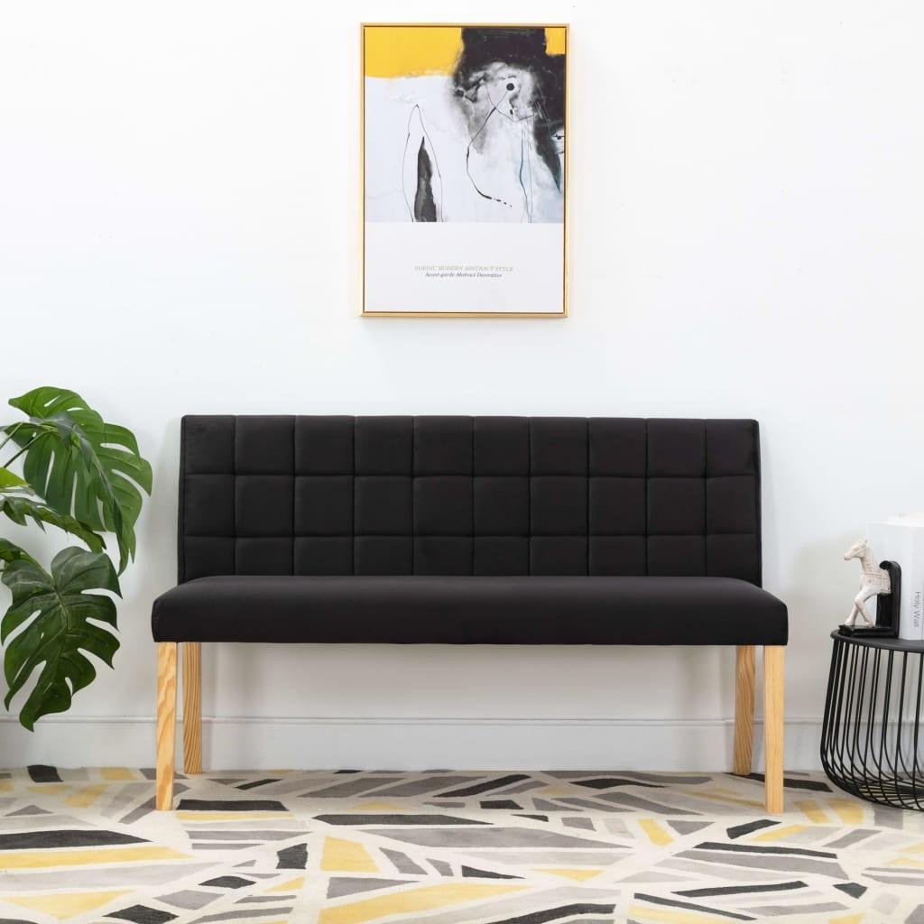 Bænk 140 cm fløjl sort