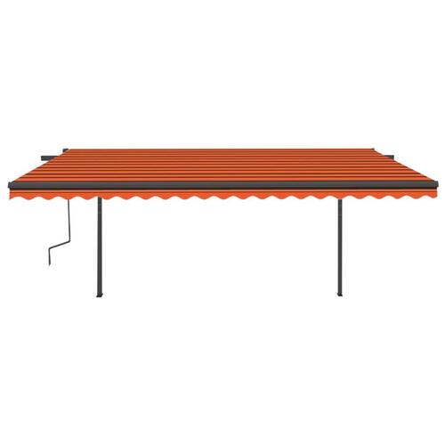 Markise m. LED-lys + vindsensor 5x3 m automatisk orange og brun