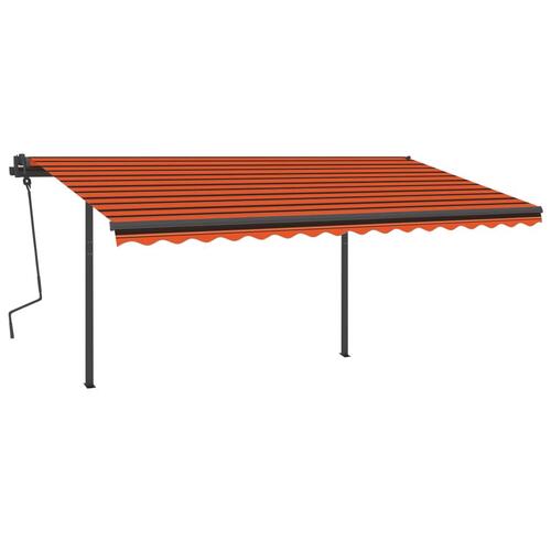 Markise m. LED + vindsensor 5x3,5 m automatisk orange og brun