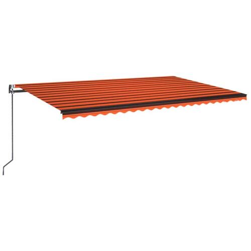 Markise m. LED + vindsensor 500x350 cm automatisk orange/brun