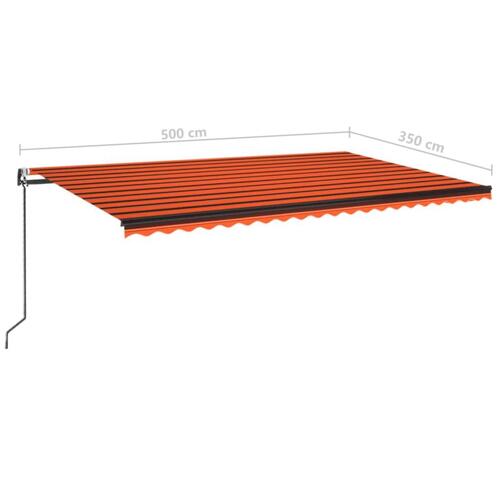 Markise m. LED + vindsensor 500x350 cm automatisk orange/brun
