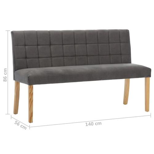 Bænk 140 cm fløjl grå
