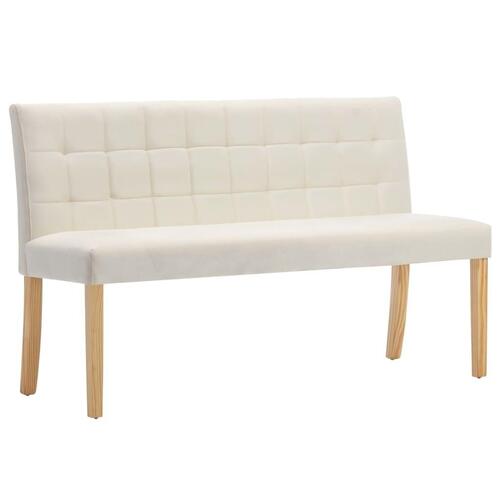 Bænk 140 cm fløjl cremefarvet
