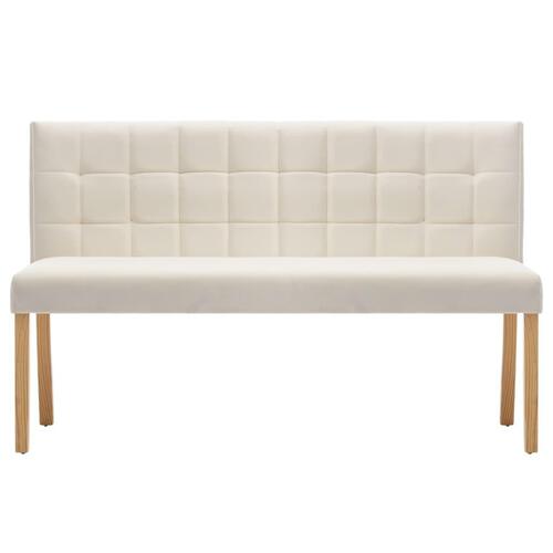 Bænk 140 cm fløjl cremefarvet
