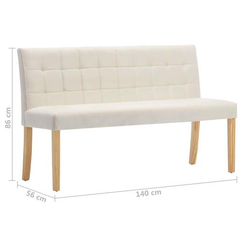 Bænk 140 cm fløjl cremefarvet
