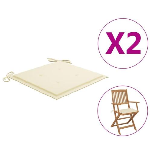 Hynder til havestol 2 stk. 40x40x4 cm stof cremefarvet (OUTLET A+)