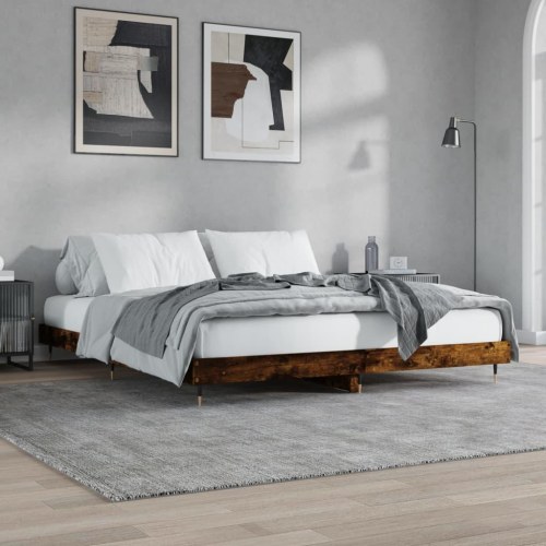 Sengeramme 120x200 cm i konstrueret træ - røget eg, inkl. lameller