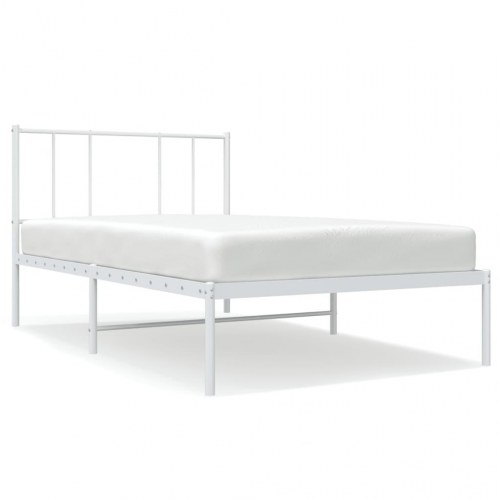 Sengeramme med sengegavl 80×200 cm - metal, hvid