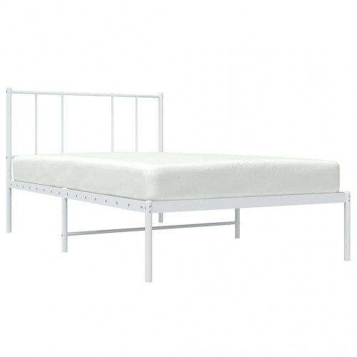Sengeramme med sengegavl 80×200 cm - metal, hvid