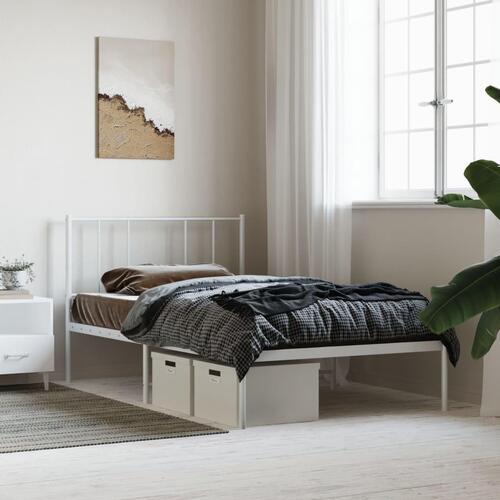 Sengeramme med sengegavl 100x190 cm metal hvid