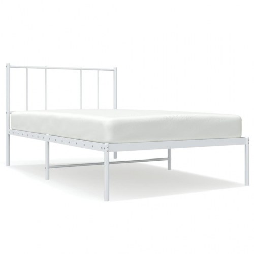 Sengeramme med sengegavl 107×203 cm - metal, hvid