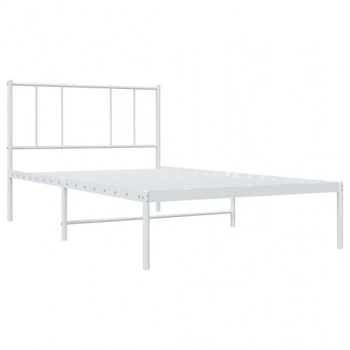 Sengeramme med sengegavl 107×203 cm - metal, hvid
