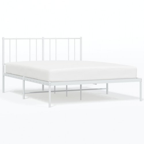 Sengeramme med sengegavl 120×200 cm - metal, hvid