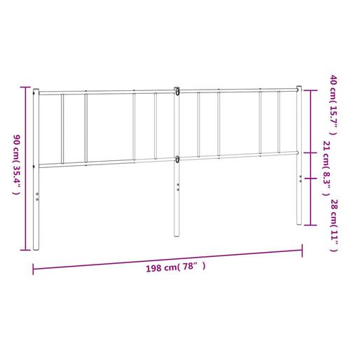 Sengegavl 193 cm metal hvid