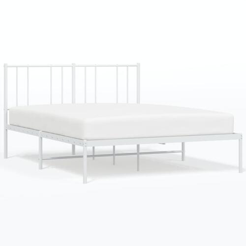Sengeramme med sengegavl 135x190 cm metal hvid