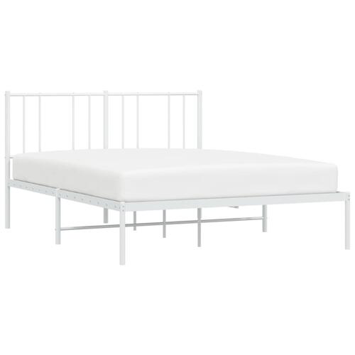 Sengeramme med sengegavl 135x190 cm metal hvid