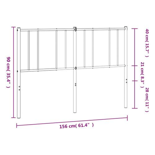 Sengegavl 150 cm metal hvid