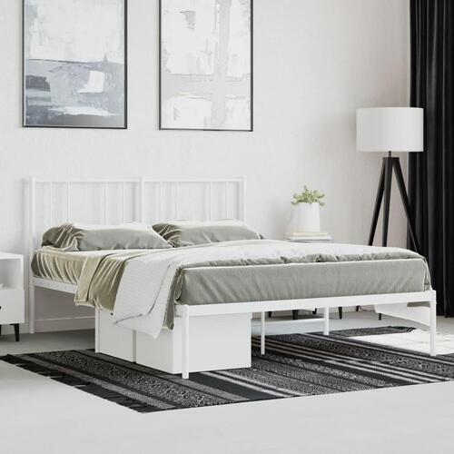 Sengeramme med sengegavl 140x190 cm metal hvid