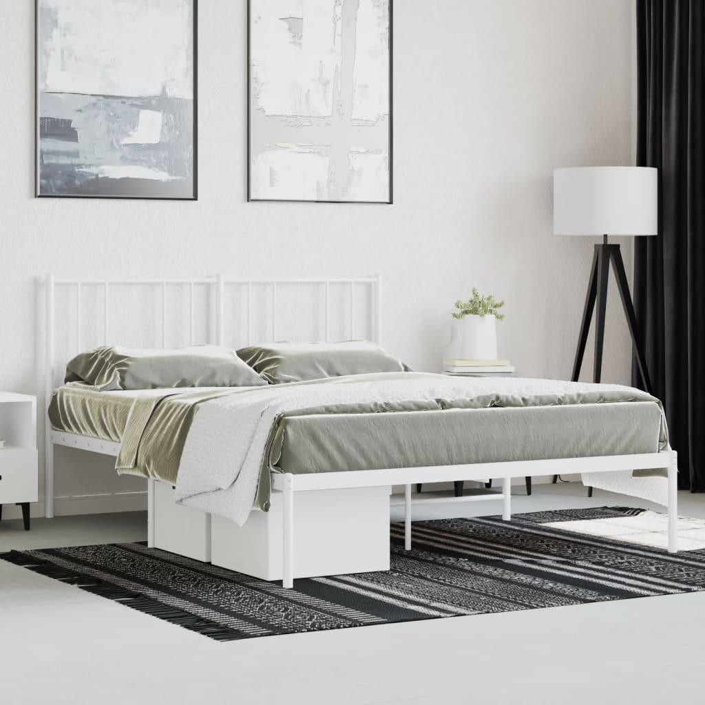 Sengeramme med sengegavl 140x190 cm metal hvid