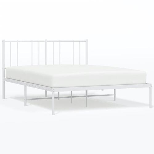 Sengeramme med sengegavl 140x190 cm metal hvid