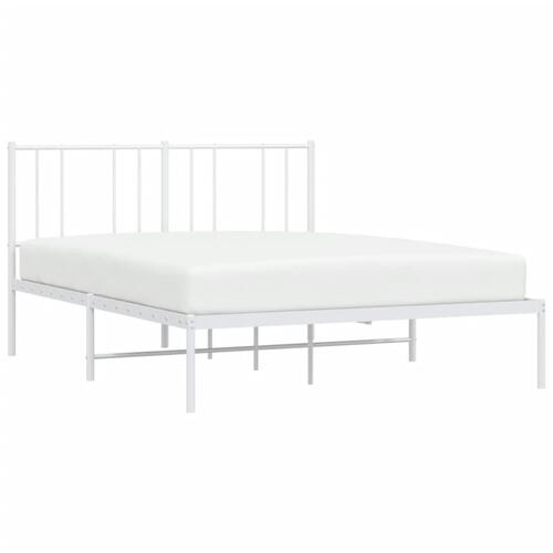 Sengeramme med sengegavl 140x190 cm metal hvid