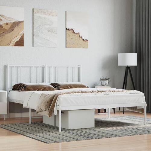 Sengeramme med sengegavl 140x190 cm metal hvid