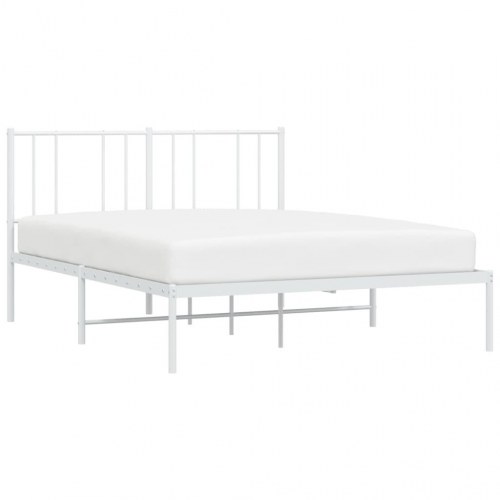 Sengeramme med sengegavl 140×200 cm - metal, hvid