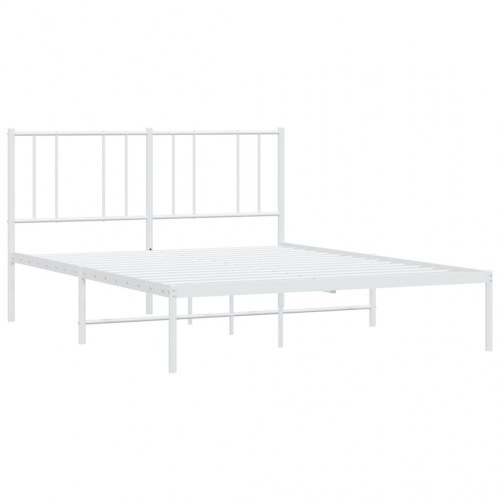 Sengeramme med sengegavl 140×200 cm - metal, hvid