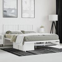 Sengeramme med sengegavl 150x200 cm metal hvid