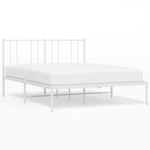 Sengeramme med sengegavl 150x200 cm metal hvid