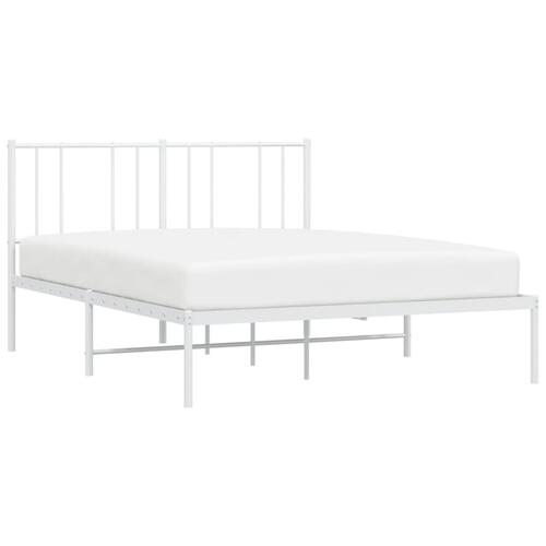 Sengeramme med sengegavl 150x200 cm metal hvid