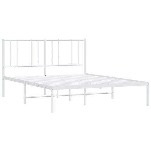 Sengeramme med sengegavl 150x200 cm metal hvid