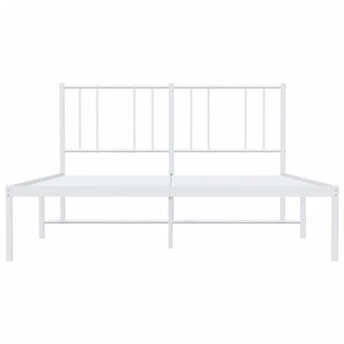 Sengeramme med sengegavl 150x200 cm metal hvid