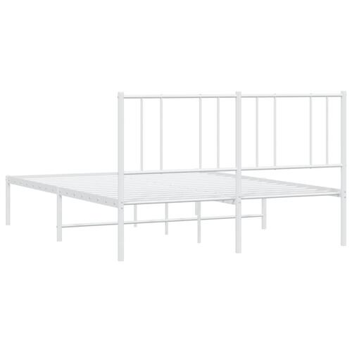 Sengeramme med sengegavl 150x200 cm metal hvid