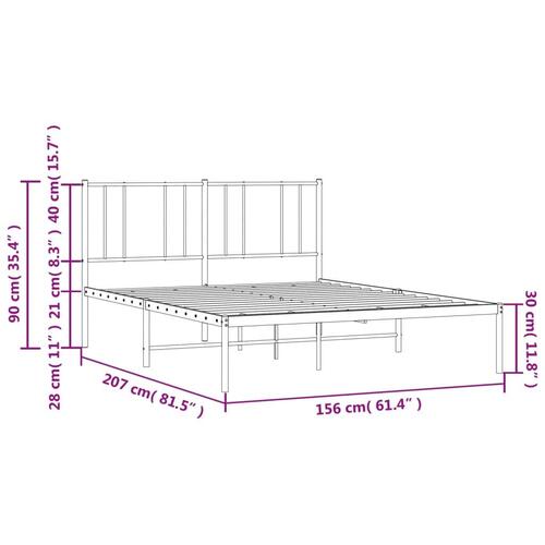 Sengeramme med sengegavl 150x200 cm metal hvid