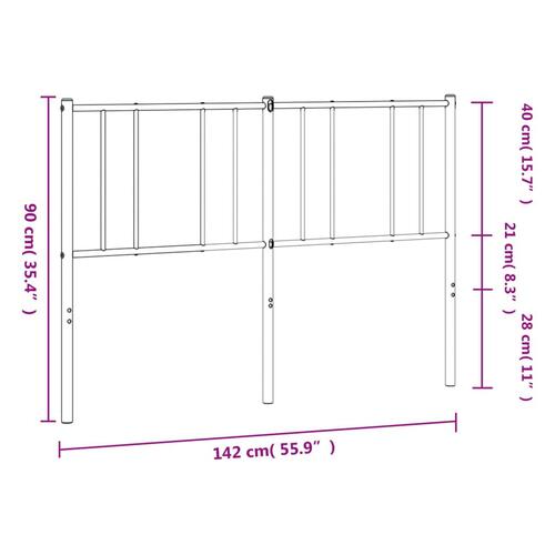 Sengegavl 135 cm metal hvid