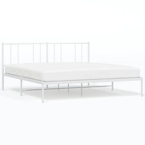 Sengeramme med sengegavl 180x200 cm metal hvid
