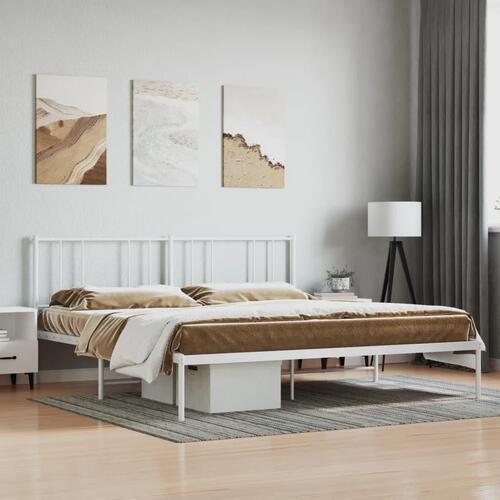Sengeramme med sengegavl 180x200 cm metal hvid