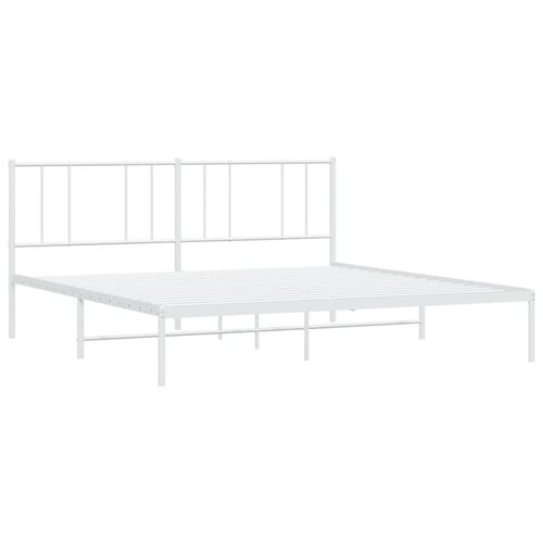 Sengeramme med sengegavl 180x200 cm metal hvid