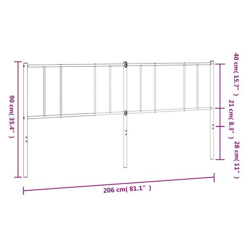 Sengegavl 200 cm metal hvid