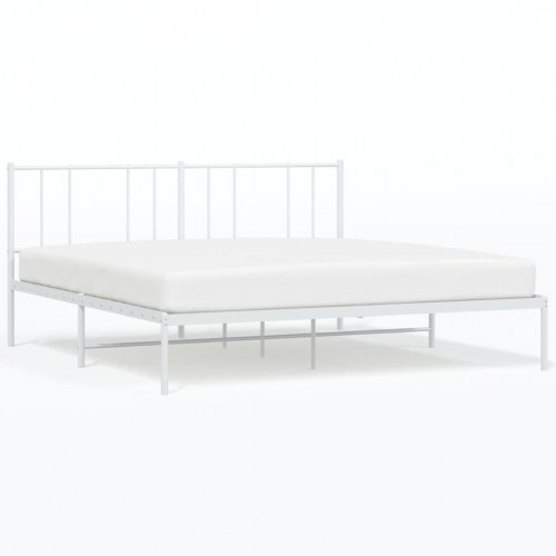 Sengeramme med sengegavl 183×213 cm - metal, hvid