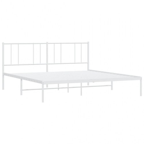 Sengeramme med sengegavl 183×213 cm - metal, hvid