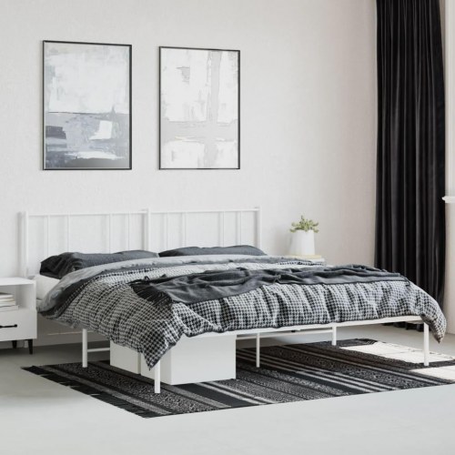 Sengeramme med sengegavl 193 x 203 cm - metal, hvid